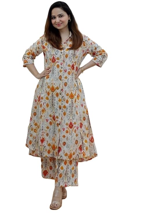 anarkali kurta set for women – viscose rayon printed kurta & straight pant | festive ethnic indian traditional outfit