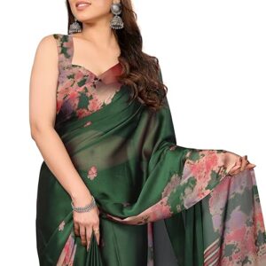 women's chiffon tie dye printed saree with blouse piece