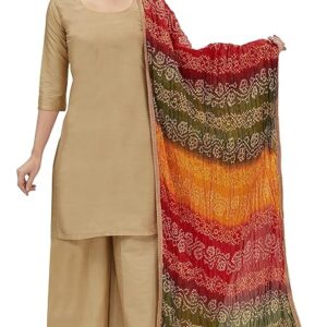 women's vegan silk multi coloured bandhni dupatta